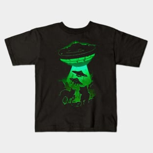 Cat Abductions! Alien UFO Invasion Mothership Kids T-Shirt